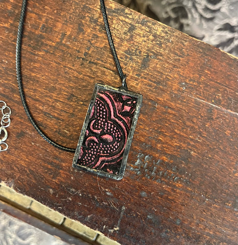 1.5” Ruby Van Gogh Rectangle Necklace