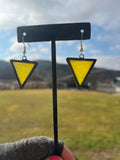 Wispy Yellow 1” Triangle Earrings