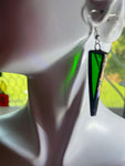 Upcycled Green Water Glass 1.5” Triangle *SINGLE* Earring