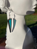 1.5” Triangle  Teal Glass Earrings