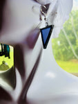 1” Triangle Iridescent Lavender Stained Glass Earrings