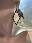 Upcycled Pale Peach 2” Rhombus*SINGLE* Earring