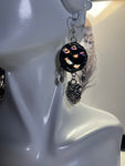 Black Oil Slick Wripple Stained Glass with Anatomical Heart Earrings