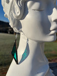 2” Split Rhombus Teal Glass Earrings