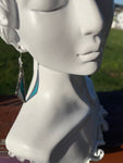 2” Split Rhombus Teal Glass Earrings