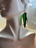 Upcycled Green Water Glass 2” Triangle *SINGLE* Earring