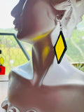 2” Upcycled Yellow Rhombus Earrings