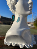 1” Rectangle Teal Glass Earrings