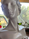 Olive Green Stained Glass 1/2 Circle Earrings