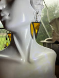 Upcycled 1.5” Triangle Amber  Earrings