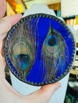 Cobalt Glass Peacock Feather Coaster