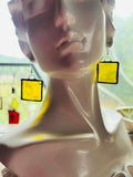 1.25” Upcycled Yellow Square Earrings