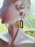 1.25” Upcycled Yellow Rectangle Earrings