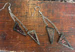 3”   Ruby Van Gogh Stained Glass Chain Drop Earrings