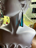 Teal 2” Skinny Triangle  Earrings