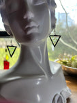 Hammered Iridescent Clear 1” Triangle  Earrings