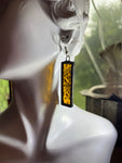 1.5”  Textured Rectangle Amber  Earrings