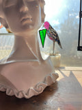 Upcycled Green Water Glass 2” Triangle *SINGLE* Earring