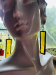 2” Upcycled Yellow Rectangle  Earrings