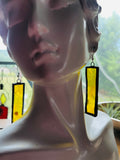 2” Upcycled Yellow Rectangle  Earrings