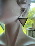 Upcycled Flat White  Glass 1” Triangle *SINGLE* Earring