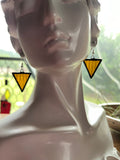 Amber Corduroy Stained Glass 1” Triangle Earrings