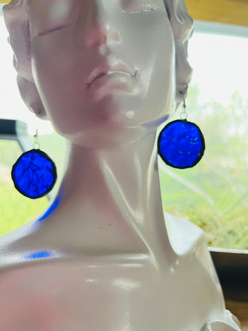 Ripple Cobalt  1.25” Circle Earrings