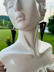 Black Oil Slick Wripple Stained Glass 2” Triangle  Earrings