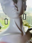 1” Clear Florentine Glass Rectangle Earrings