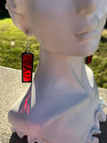 Hammered Red Stained Glass 1.5” Rectangle Earrings