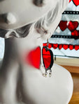 1” Red Heart Earrings with Beads