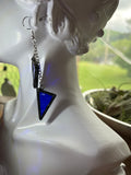 3” Hammered Cobalt Chain Drop Earrings