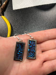 Small Rectangle Blue Van Gogh Glass Earrings