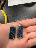 Small Rectangle Blue Van Gogh Glass Earrings