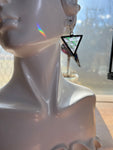 Hammered Iridescent Glass 1” Triangle *SINGLE* Earring