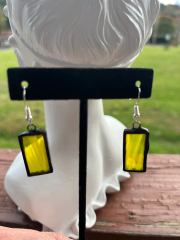 Wispy Yellow 1” Rectangle  Earrings