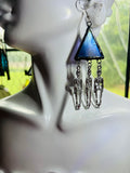 Dangle Skeleton Iridescent Lavender Stained Glass Earrings