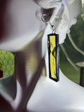 2” Rectangle Upcycled Jasmine Yellow Stained Glass Earrings