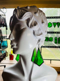 2” Upcycled Green Kite Earrings