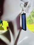 1.5” Rectangle Iridescent Lavender Stained Glass Earrings