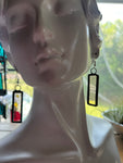 Upcycled Pale Peach 1.5” Rectangle Earrings