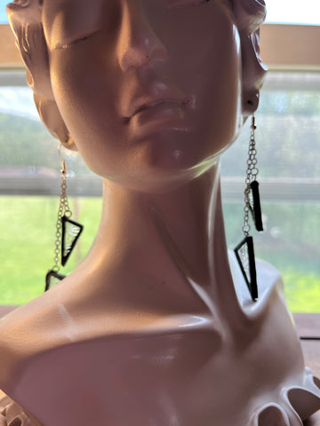 3” Clear Florentine Stained Glass Chain Drop Earrings