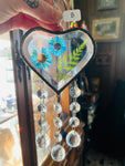 Blue (B) Pressed Flower Beveled Heart Rainbow Maker