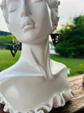 Black Oil Slick Wripple Stained Glass 1” Triangle  Earrings