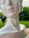 Black Oil Slick Wripple Stained Glass 1” Triangle  Earrings