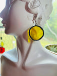 1.25” Upcycled Yellow Circle Earrings