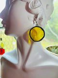 1.25” Upcycled Yellow Circle Earrings