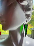 Upcycled Green Water Glass 1.25” Triangle *SINGLE* Earring