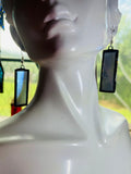 1.5” Rectangle Iridescent Lavender Stained Glass Earrings