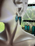 1” Hammered Aqua Triangle  Earrings